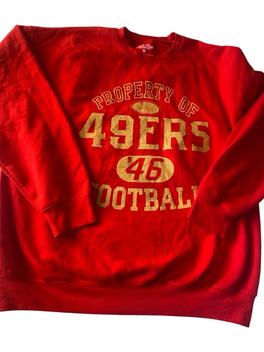 Junk Food Clothing Red Crewneck with Gold 49ERS Graphic